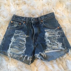 Levi’s Distressed & Studded High Waisted Shorts